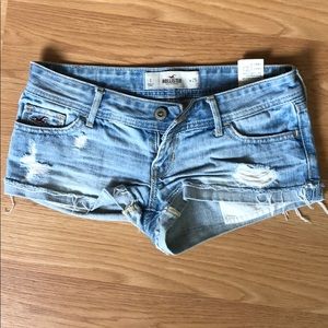 Low Rise Light Wash Denim Shorts